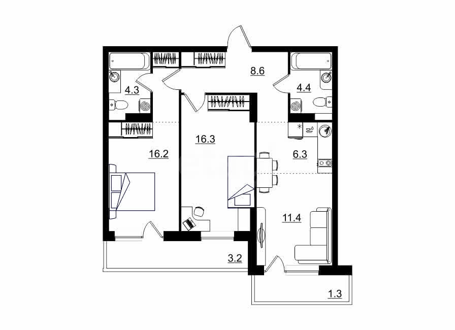 планировка квартиры 72 м2
